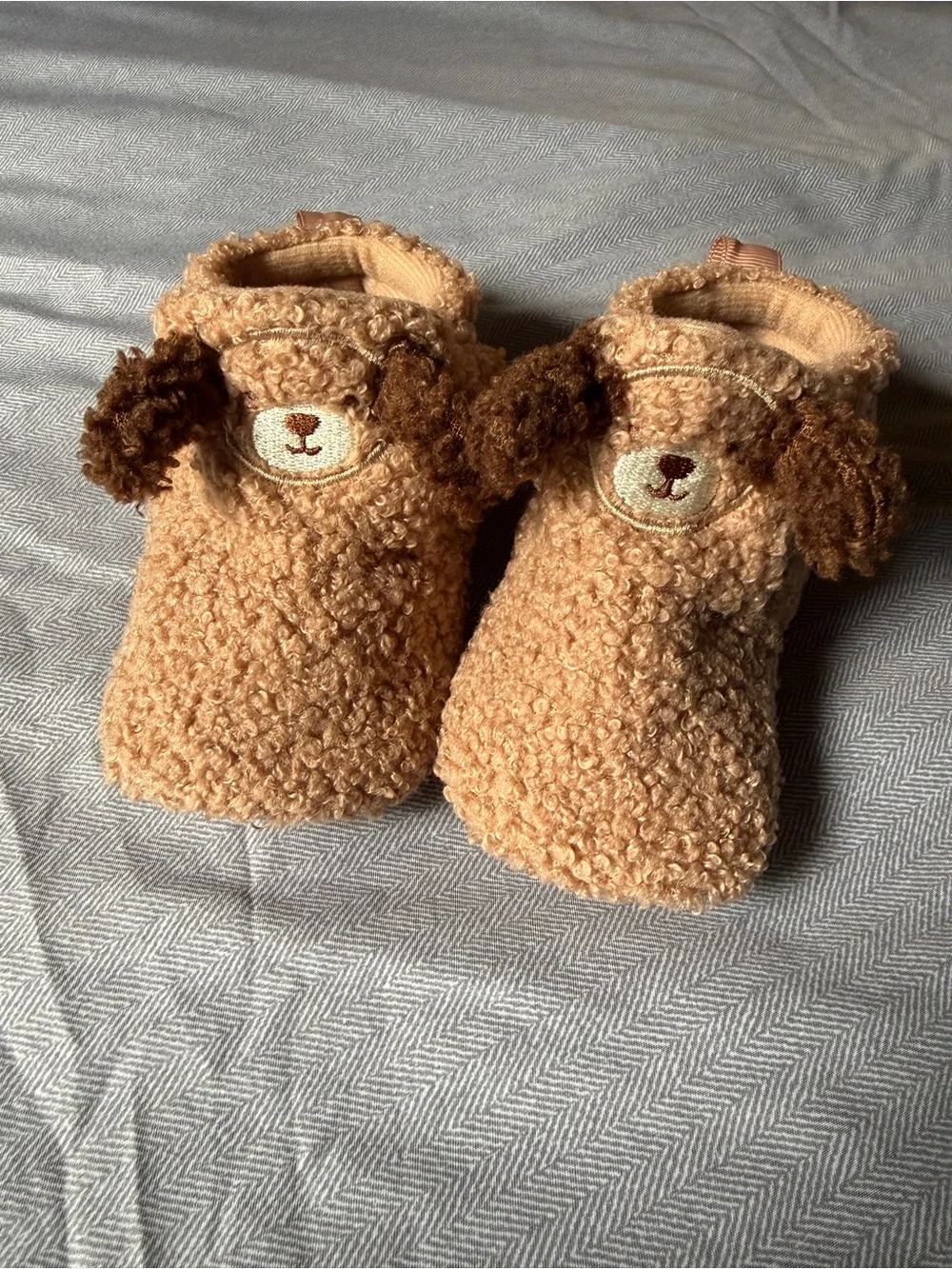 Cozy Dog Baby Slippers/Booties - Plush Brown